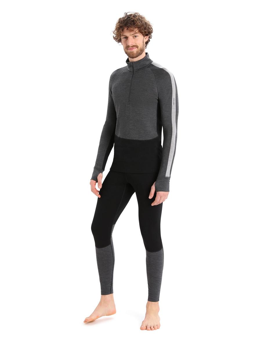 Icebreaker 260 ZoneKnit™ Merino Long Sleeve Half Zip Miesten Base Layers Mustat | FI 1325JPQJ